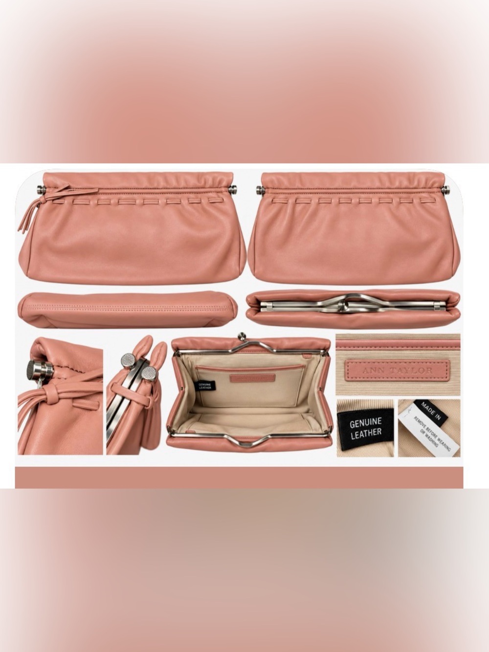Ann Taylor Blush Leather Clutch